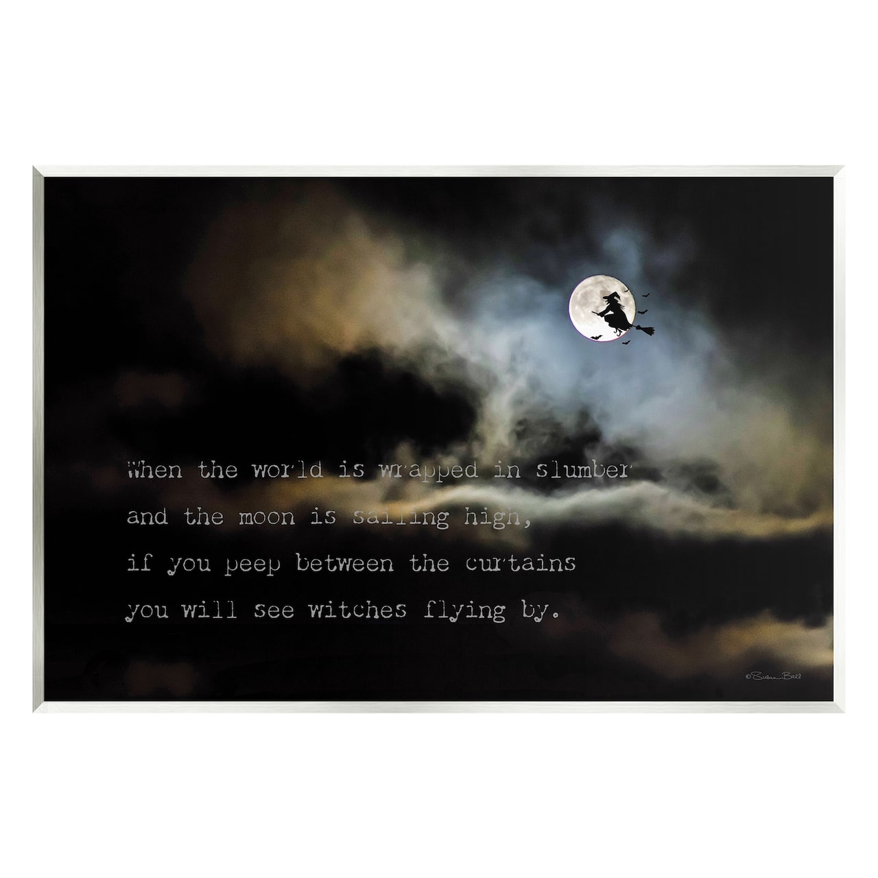 Stupell Industries Witch Flying By Moon Wall Plaque Art